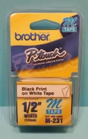 Brother M231 P-Touch Label Tape MK-231W Black Print on White Tape
