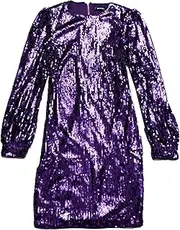 [Allegra K] Women's Sequin Dress Lantern Long Sleeves Sparkling Bodycon Party Club Mini Dresses