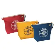 KLEIN Tools A-5539CPAK Zippered Bags, Assorted Canvas Tool Pouches, 3-Pack