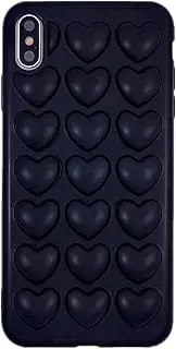 DMaos for iPhone Xs Max Case for Women, 3D Pop Bubble Heart Gel Cover, Cute Girly for DMaos for iPhone 10s Max 6.5 inch - Black