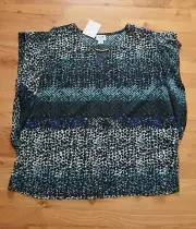 NWT - Jaclyn Smith blue geometric batwing sleeveless top blouse (XXL)