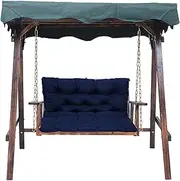 Outdoor Waterproof Replacement Canopy Swing Cushion with Backrest for 2/3 Seater Garden Chair Navy Blue 120 * 100 * 10cm