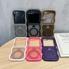 For Samsung Galaxy Z Flip 6 5 4 3 5G Cute Wavy Frame Matte Stand PC Case Cover
