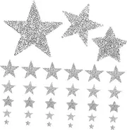 WEKAMOS 50Pcs Rhinestone Star Iron Patches for DIY Clothing Glitter Patches for Bags Shoes Hats Adhesive Star Appliques Multi Use Craft Embellishments