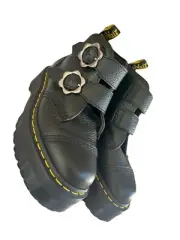 DR MARTENS DEVON FLOWER BLACK LEATHER PLATFORM BOOTIES BOUNCING SOLES SIZE 7L