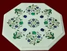 12" marble sofa side Table Top semi precious stone Marquetry inlay art work