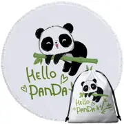 Hello Kids form an Adorable Little Panda Round Beach Towel