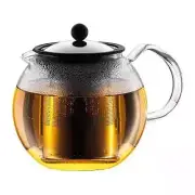 Bodum 1801-16 ASSAM Tea Press Stainless Steel Filter 1.0L 34oz Chrome (3 Pcs)