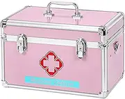 TMXKOOK Portable Lockable Medicine Cabinet - Multi-Layer Aluminium First Aid Kit Organizer for Home, Travel, Camping, Office - Secure and Convenient Storage Solution
