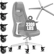Loodmeo 2000 lb. Heavy Duty Office Chair Base Replacement Kit - 27" Split Removable Universal Fit (Prism chair base+Wheels, Silver)
