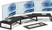 TEAMIX 3 Shelf Monitor Stand Riser with Metal Leg, Dual Monitor Stand Adjustable Stand for TV/Screen/PC/Printer/Laptop Riser with Storage for Home Office