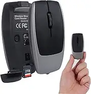 elec Space Mini Bluetooth Wireless Mouse with TF Card Reader, Rechargeable, Silent Click, Portable for Laptop, PC, Travel, Office & Home Use (Grey)