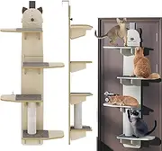 Door Hanging Cat Climber, Hanging Over Door Cat Shelf, 4-Levels Cats Climber with Removable Soft Mat, Scratching Post, for Cats to Play and Sleep