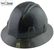 Carbon Fiber Design Hydro Dipped Full Brim Hard Hat with Ratchet Suspension
