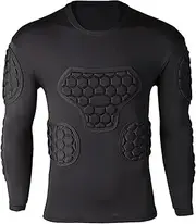 [Generic] Youth Padded Shirt - Black Football Compression Jersey Long Sleeve - Youth Football Shirt for Football, Basketball, Paintball, Rugby, Parkour, Padded Shirt D