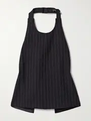 [WARDROBE.NYC] WARDROBE.NYC - Open-back Pinstriped Wool-twill Halterneck Tank - Black - large large Black