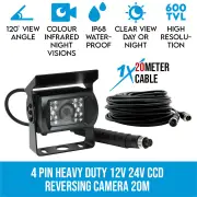 Elinz 4 PIN Heavy Duty 12V 24V CCD IR Reversing Camera 20M