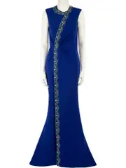 A/W22 Blue Embellished Gathered Gown