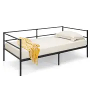 Costway Metal Daybed Frame Double Size Modern Sofa Bed Support Mattress Foundation Living Room Guest Room