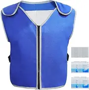 [CUCUFA] Cooling Vest, Ice Vest with 20 Ice Packs, Ice Vest Breathable, Cooling Safety Vest, Cooling Clothing Jacket, Cooling Cold Vest, Cool Vest with 6 Pockets, Work Vest