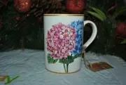 NEW I.Godinger & Co Home Style MUG 14 oz Garden Flowers Hydrangea Pink Blue