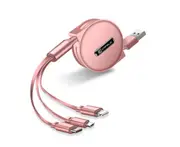Three On One Multifunctional Data Line Applicable To Iphone Android Type-C - Rose Gold