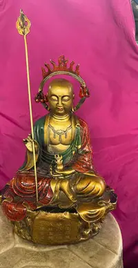在飛比找Yahoo!奇摩拍賣優惠-早期精美收藏彩繪銅雕～地藏王菩薩～