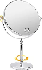 Ohotecy Makeup Mirror 8" Magnifying Mirror 1/10X Magnification, Large Table top Double-Sided Swivel Vanity Mirror Chrome Finish