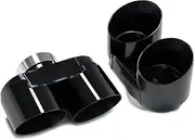 Quad Car Exhaust Tip Compatible For BMW G22 G23 G26 420i 425i 430i Stainless Steel Carbon Fibre Black TailTip Exhaust System Silencer(Black A)