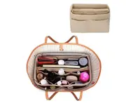 Felt Bag Organiser Handbag Insert Liner Tote-Beige