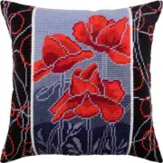 DIY Needlepoint Kit "Poppies at night " Tapestry Pillow Cover Printed Canvas