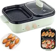 2 in 1 Electric Hot Pot with Grill, Non-Stick Hotpot Pot Griddle with Dual Temperature Control, for Korean BBQ, Steaks, Shabu Shabu and Noodles