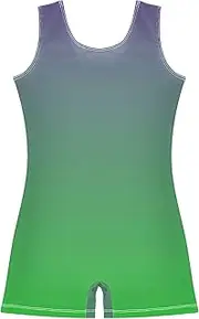 [GAIGEO] Toddler Girls Leotards for Gymnastics Violet Malachite Gradient Ombre Dance Outfit with Shorts Girl Unitards 2-3t