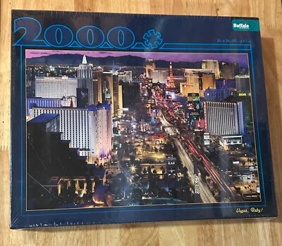 New Sealed 2000 Piece Jigsaw Puzzle “Vegas Baby” Buffalo Games 36" x 26"