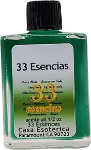 33 Essences Oil (33 Esencias Aceite) Spiritual Anointing Oil by CASA ESOTERICA MAGICK SPACE - Ultimate Spiritual Power - for Protection, Healing & Success-0.5 FL OZ (1 Pack)