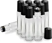 Essential Oil Roller Bottles, 10Pcs 10 ml Glass With Stainless Steel Balls, Leak Proof for Aromatherapy, Facial Body Care, Travel Perfume