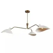 Curved Shade Handmade 3 Light Mid Century Modern Raw Brass chandelier