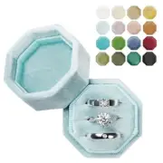 Proposal Ring Storage Box Vintage Velvet Ring Organizer with 3 Slots Baby Blue