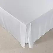 Pleated Bed Skirt, Tufted Boho Bed Skirt King Size, Brushed Microfiber Pleated 14 Inch Drop, Rayon Derived from Bamboo, White, 14'' King