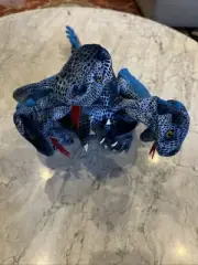 Folkmanis Blue Three-Headed Dragon Puppet 16" Long 5 Finger Hand Puppet Plush
