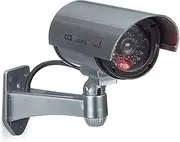 Relaxdays Dummy Camera with LED Light, Wall Holder, for Indoors and Outdoors, Fake Camera, Security Camera, Wireless, Silver