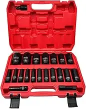 20PCS 1/2 Inch Drive Deep Impact Socket Tools Kit 8-36MM Garage Workshop Set Chrome Vanadium Steel, 6-Point Design Heavy Duty for Garage & Workshop with Storage Case