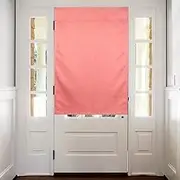 sourcing map Blackout Door Curtains, French Side Door Window Curtain for Privacy, Glass Patio Front Doors Sidelight Tie Up Shade, Coral Red, 26" x 49", 1 Panel
