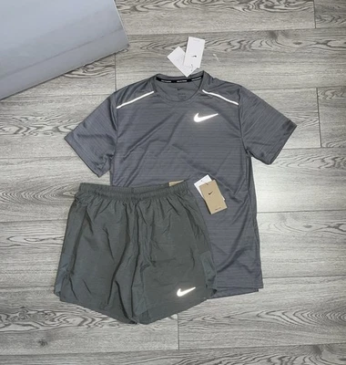 Nike Miler 1.0 Dri Fit Set Grey Men’s Size Small Top & Shorts