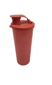 Tupperware 16 Oz Tall Tumbler Primary Red Sparkle with Flip Top Seal Lid New