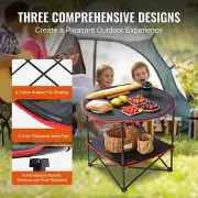 Round Foldable Camping Table With Cup Holders Lightweight Compact Picnic Desktop