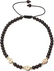[XHUUU] Reiki Crystals and Stones Beaded Anklet Delicate Gothic Punk Personality Skull Charms Ankle Bracelets for Women Beach Foot Jewelry Gifts (Lava Rock), Medium, Stone, Lava Rock