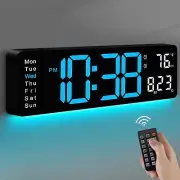 Digital Wall Clock, 17.3" Large Display Digital Clock with Remote Control, Au...