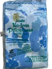 Vintage West Point Pepperell Blue Flower Power Standard Pillowcases Muslin NIP