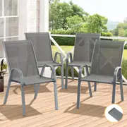 ALFORDSON 4x Outdoor Lounge Chairs Patio Dining Furniture Garden Stackable Grey